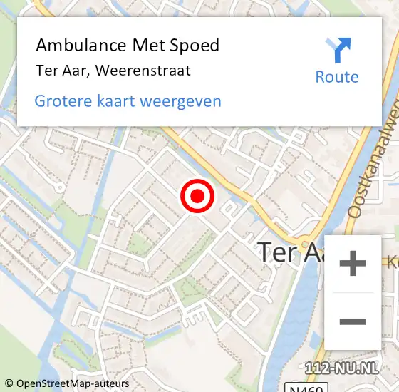 Locatie op kaart van de 112 melding: Ambulance Met Spoed Naar Ter Aar, Weerenstraat op 26 maart 2016 10:32