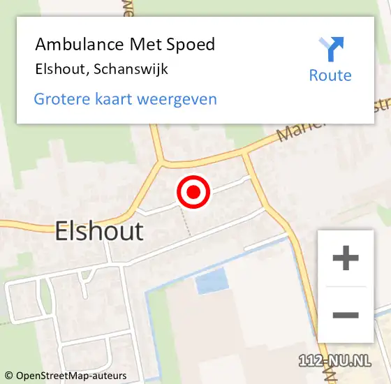 Locatie op kaart van de 112 melding: Ambulance Met Spoed Naar Elshout, Schanswijk op 26 maart 2016 10:33