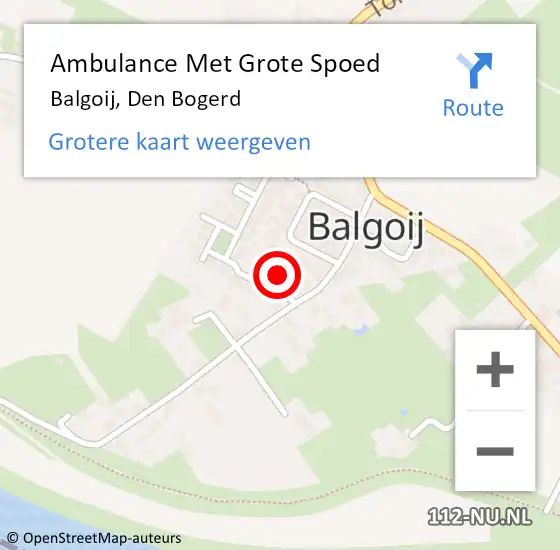 Locatie op kaart van de 112 melding: Ambulance Met Grote Spoed Naar Balgoij, Den Bogerd op 26 maart 2016 10:48