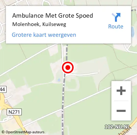 Locatie op kaart van de 112 melding: Ambulance Met Grote Spoed Naar Molenhoek, Kuilseweg op 26 maart 2016 11:00