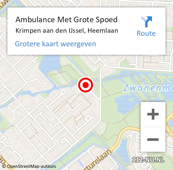 Locatie op kaart van de 112 melding: Ambulance Met Grote Spoed Naar Krimpen aan den IJssel, Heemlaan op 26 maart 2016 11:09