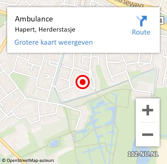 Locatie op kaart van de 112 melding: Ambulance Hapert, Herderstasje op 26 maart 2016 11:20