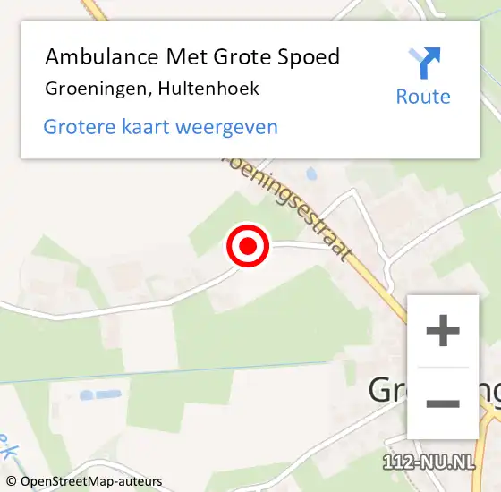 Locatie op kaart van de 112 melding: Ambulance Met Grote Spoed Naar Groeningen, Hultenhoek op 26 maart 2016 11:43