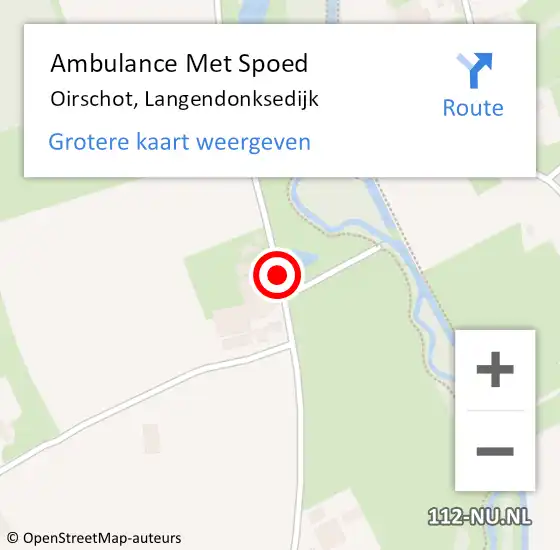 Locatie op kaart van de 112 melding: Ambulance Met Spoed Naar Oirschot, Langendonksedijk op 26 maart 2016 11:54