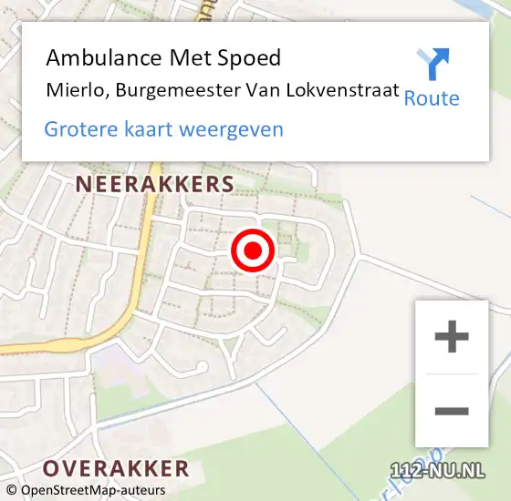 Locatie op kaart van de 112 melding: Ambulance Met Spoed Naar Mierlo, Burgemeester Van Lokvenstraat op 26 maart 2016 12:10