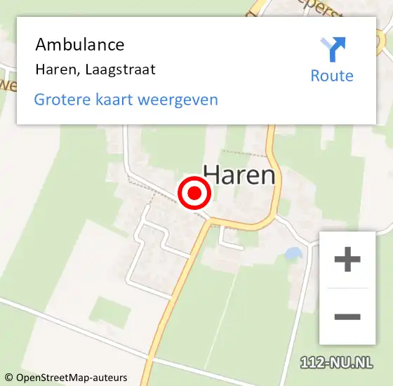 Locatie op kaart van de 112 melding: Ambulance Haren, Laagstraat op 26 maart 2016 12:33