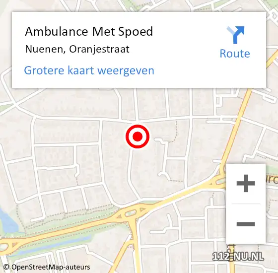 Locatie op kaart van de 112 melding: Ambulance Met Spoed Naar Nuenen, Oranjestraat op 26 maart 2016 13:04