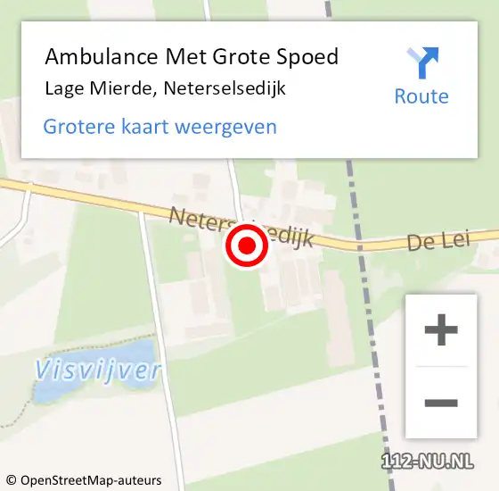 Locatie op kaart van de 112 melding: Ambulance Met Grote Spoed Naar Lage Mierde, Neterselsedijk op 26 maart 2016 13:27