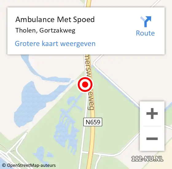 Locatie op kaart van de 112 melding: Ambulance Met Spoed Naar Tholen, Gortzakweg op 26 maart 2016 13:58