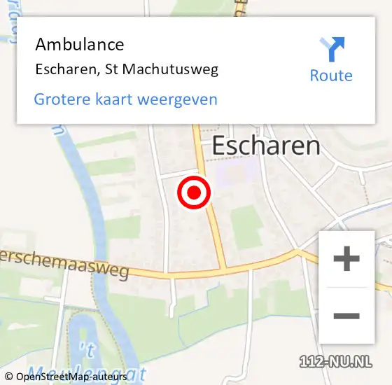 Locatie op kaart van de 112 melding: Ambulance Escharen, St Machutusweg op 26 maart 2016 14:31