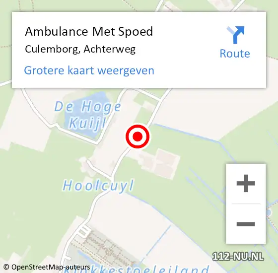 Locatie op kaart van de 112 melding: Ambulance Met Spoed Naar Culemborg, Achterweg op 26 maart 2016 14:35