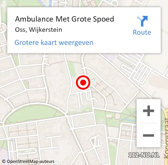 Locatie op kaart van de 112 melding: Ambulance Met Grote Spoed Naar Oss, Wijkerstein op 26 maart 2016 14:56