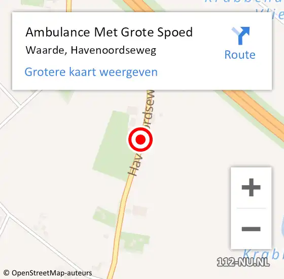 Locatie op kaart van de 112 melding: Ambulance Met Grote Spoed Naar Waarde, Havenoordseweg op 10 december 2013 06:26