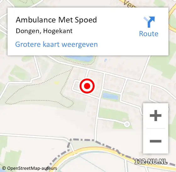 Locatie op kaart van de 112 melding: Ambulance Met Spoed Naar Dongen, Hogekant op 26 maart 2016 16:25