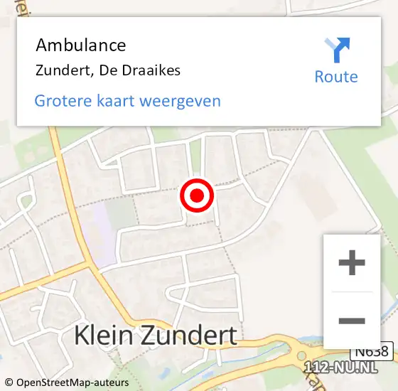 Locatie op kaart van de 112 melding: Ambulance Zundert, De Draaikes op 26 maart 2016 16:33