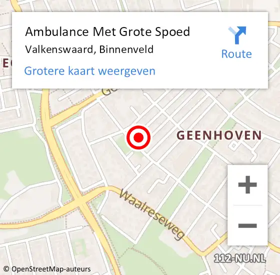 Locatie op kaart van de 112 melding: Ambulance Met Grote Spoed Naar Valkenswaard, Binnenveld op 26 maart 2016 16:38