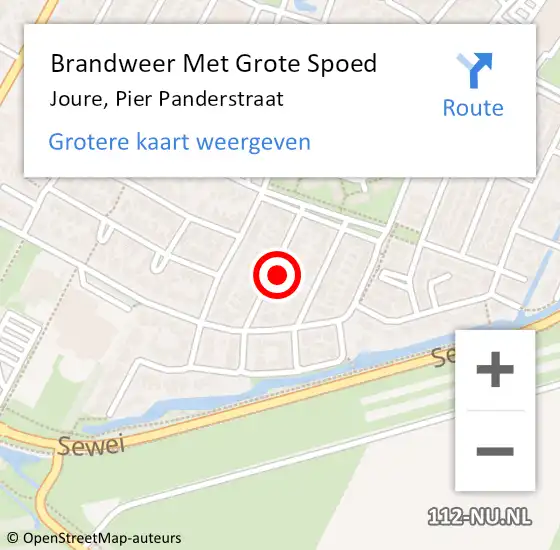 Locatie op kaart van de 112 melding: Brandweer Met Grote Spoed Naar Joure, Pier Panderstraat op 26 maart 2016 19:08