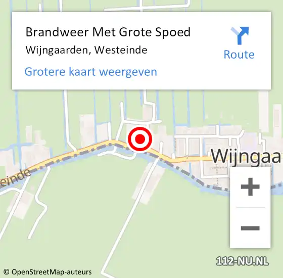 Locatie op kaart van de 112 melding: Brandweer Met Grote Spoed Naar Wijngaarden, Westeinde op 26 maart 2016 19:23