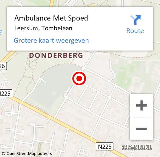 Locatie op kaart van de 112 melding: Ambulance Met Spoed Naar Leersum, Tombelaan op 26 maart 2016 19:40