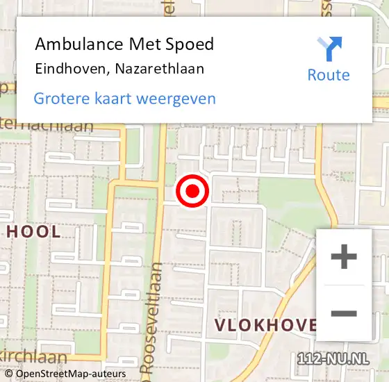 Locatie op kaart van de 112 melding: Ambulance Met Spoed Naar Eindhoven, Nazarethlaan op 26 maart 2016 19:53