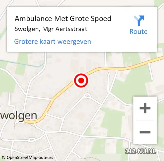 Locatie op kaart van de 112 melding: Ambulance Met Grote Spoed Naar Swolgen, Mgr Aertsstraat op 26 maart 2016 20:04