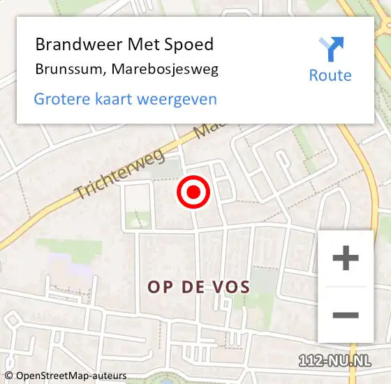 Locatie op kaart van de 112 melding: Brandweer Met Spoed Naar Brunssum, Marebosjesweg op 26 maart 2016 20:30