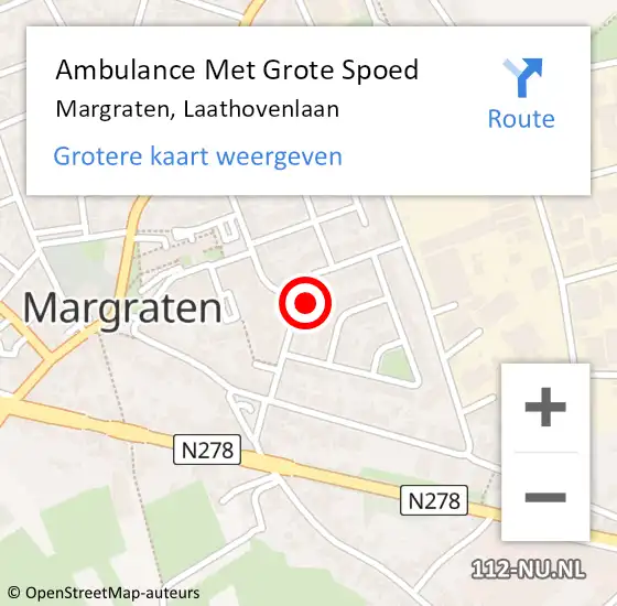 Locatie op kaart van de 112 melding: Ambulance Met Grote Spoed Naar Margraten, Laathovenlaan op 10 december 2013 07:50