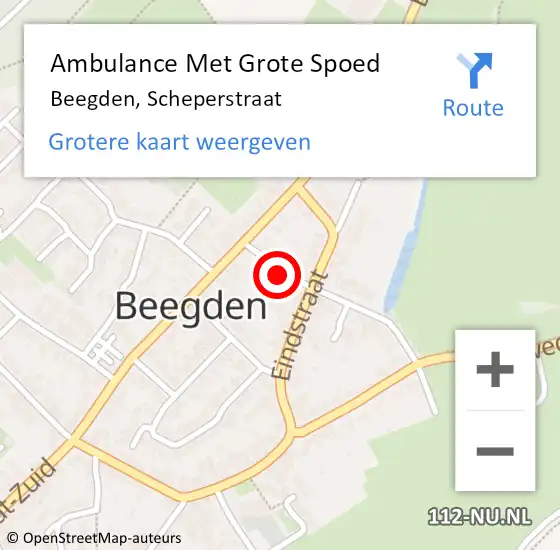 Locatie op kaart van de 112 melding: Ambulance Met Grote Spoed Naar Beegden, Scheperstraat op 26 maart 2016 22:08