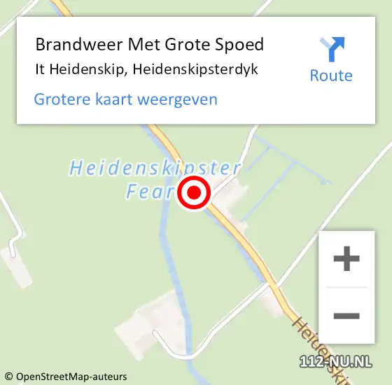 Locatie op kaart van de 112 melding: Brandweer Met Grote Spoed Naar It Heidenskip, Heidenskipsterdyk op 10 december 2013 07:51