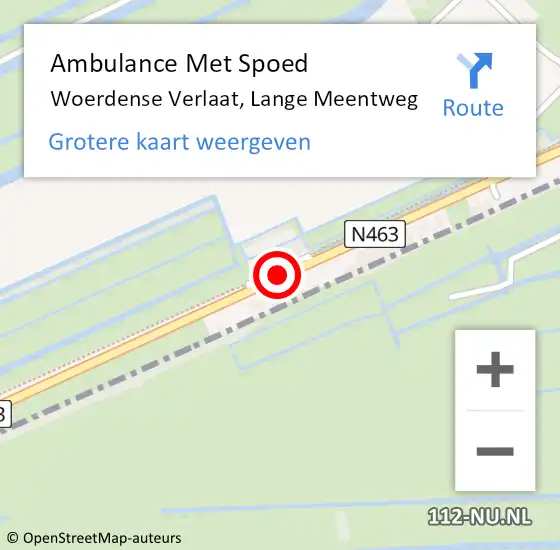 Locatie op kaart van de 112 melding: Ambulance Met Spoed Naar Woerdense Verlaat, Lange Meentweg op 26 maart 2016 22:22