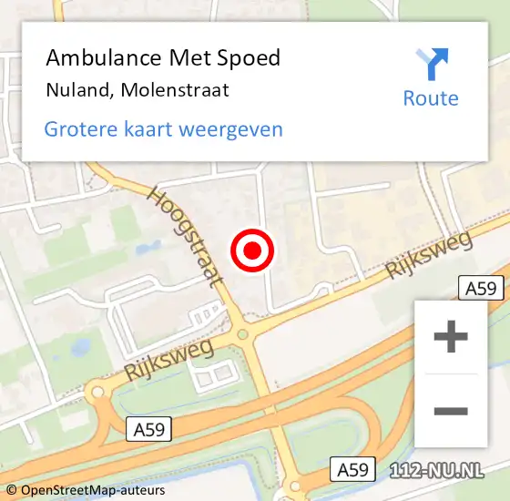 Locatie op kaart van de 112 melding: Ambulance Met Spoed Naar Nuland, Molenstraat op 26 maart 2016 22:27