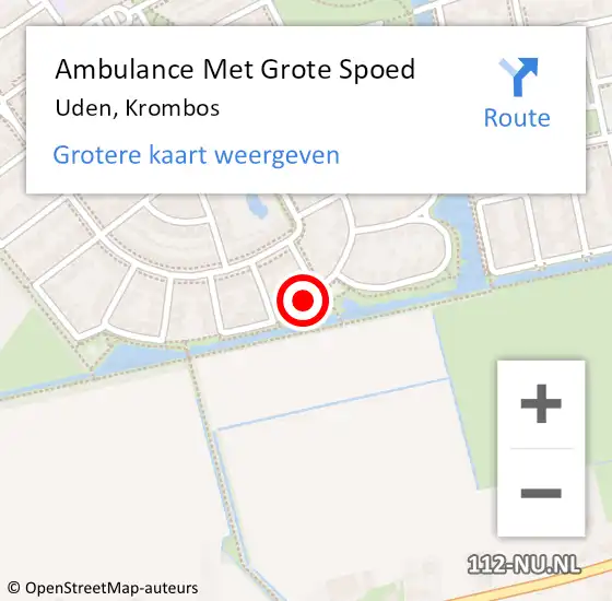 Locatie op kaart van de 112 melding: Ambulance Met Grote Spoed Naar Uden, Krombos op 26 maart 2016 22:41