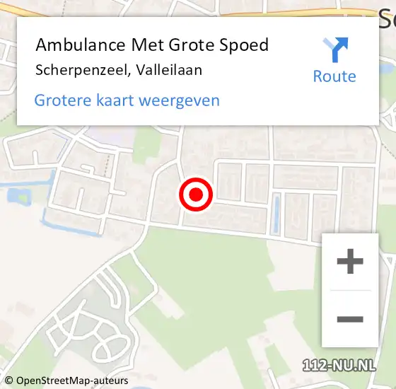 Locatie op kaart van de 112 melding: Ambulance Met Grote Spoed Naar Scherpenzeel, Valleilaan op 26 maart 2016 22:57