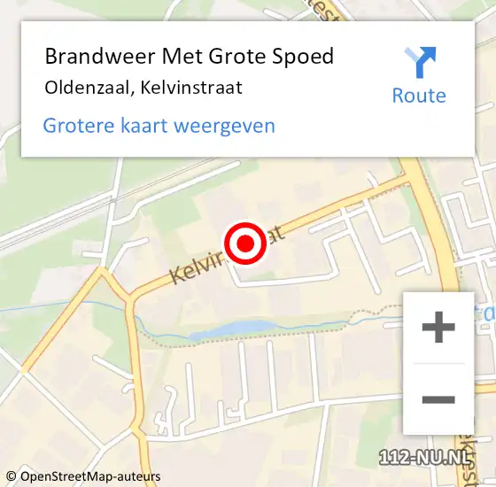 Locatie op kaart van de 112 melding: Brandweer Met Grote Spoed Naar Oldenzaal, Kelvinstraat op 27 maart 2016 07:17
