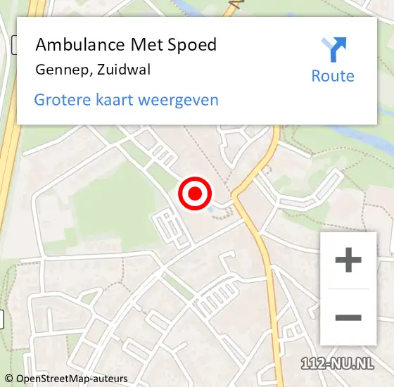 Locatie op kaart van de 112 melding: Ambulance Met Spoed Naar Gennep, Zuidwal op 27 maart 2016 07:43