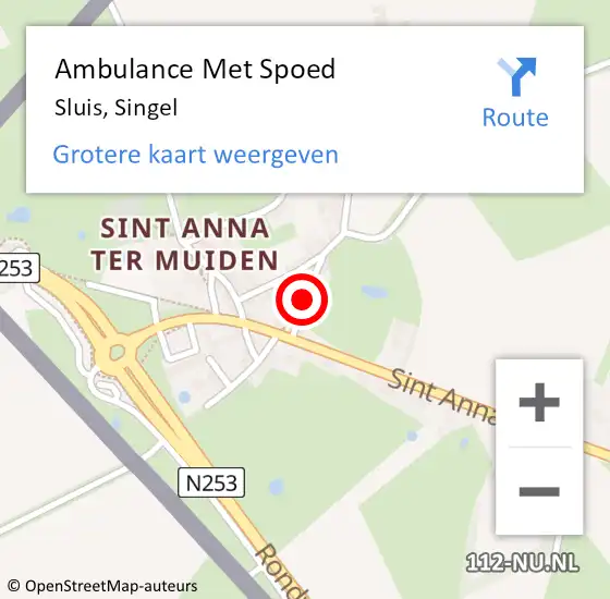 Locatie op kaart van de 112 melding: Ambulance Met Spoed Naar Sluis, Singel op 27 maart 2016 08:59