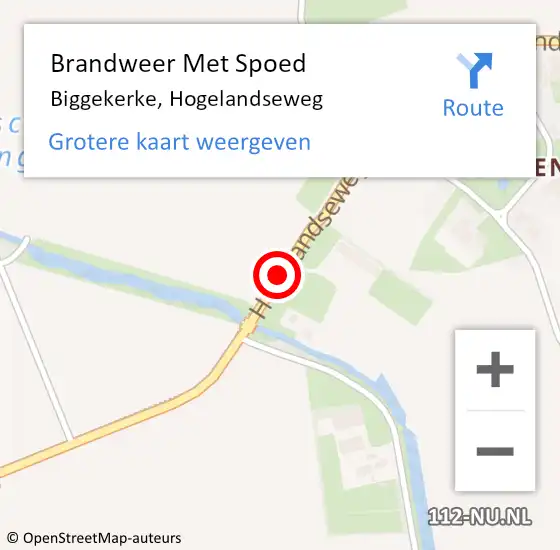 Locatie op kaart van de 112 melding: Brandweer Met Spoed Naar Biggekerke, Hogelandseweg op 27 maart 2016 09:39