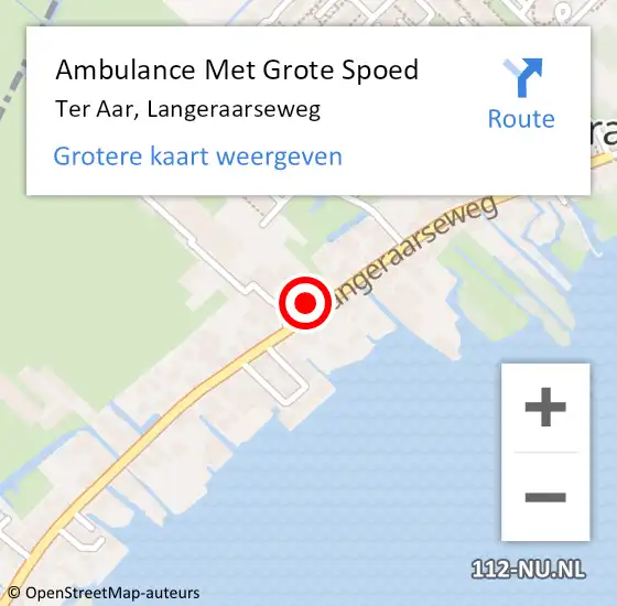 Locatie op kaart van de 112 melding: Ambulance Met Grote Spoed Naar Ter Aar, Langeraarseweg op 27 maart 2016 09:55