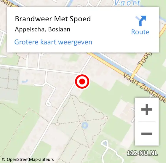 Locatie op kaart van de 112 melding: Brandweer Met Spoed Naar Appelscha, Boslaan op 10 december 2013 08:25