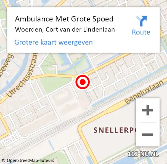 Locatie op kaart van de 112 melding: Ambulance Met Grote Spoed Naar Woerden, Cort van der Lindenlaan op 27 maart 2016 10:25