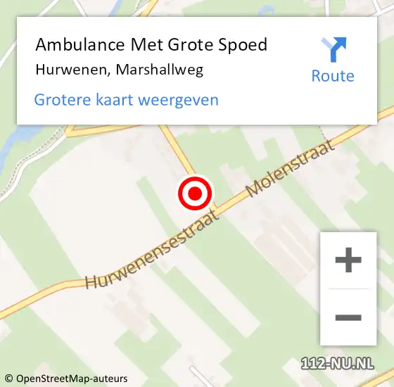 Locatie op kaart van de 112 melding: Ambulance Met Grote Spoed Naar Hurwenen, Marshallweg op 27 maart 2016 10:36