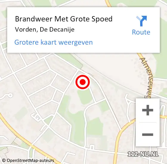 Locatie op kaart van de 112 melding: Brandweer Met Grote Spoed Naar Vorden, De Decanije op 27 maart 2016 11:39