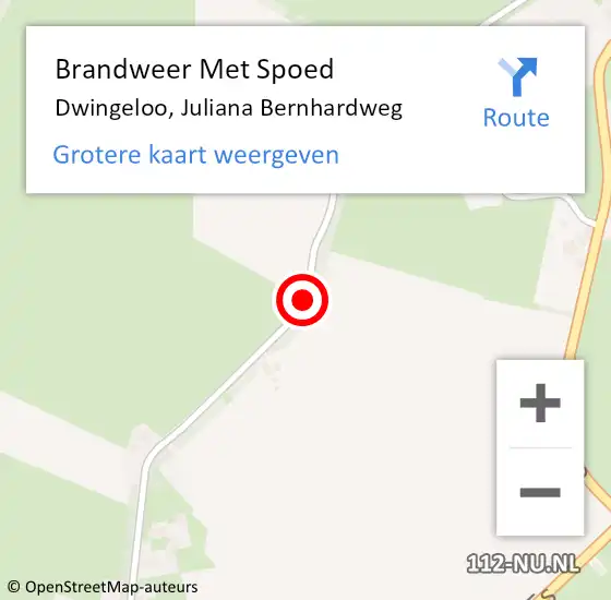 Locatie op kaart van de 112 melding: Brandweer Met Spoed Naar Dwingeloo, Juliana Bernhardweg op 10 december 2013 08:34