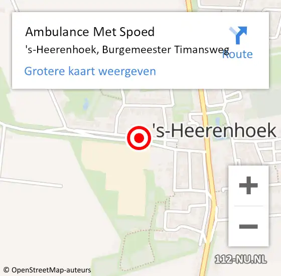 Locatie op kaart van de 112 melding: Ambulance Met Spoed Naar 's-Heerenhoek, Burgemeester Timansweg op 27 maart 2016 12:13