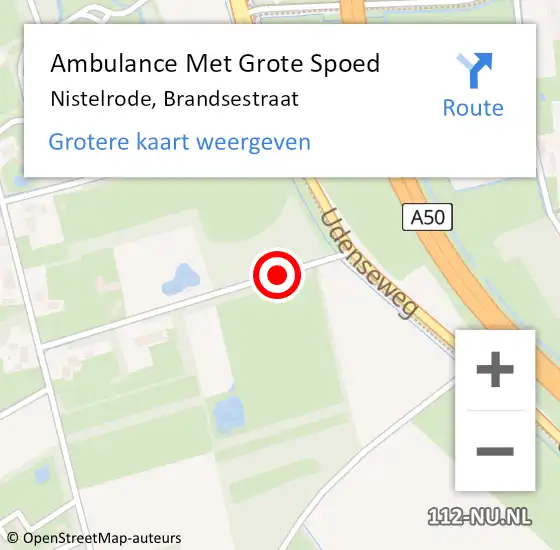 Locatie op kaart van de 112 melding: Ambulance Met Grote Spoed Naar Nistelrode, Brandsestraat op 27 maart 2016 12:42