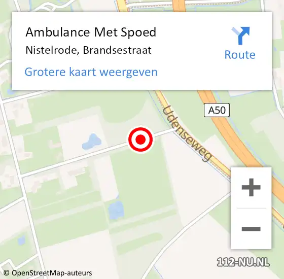 Locatie op kaart van de 112 melding: Ambulance Met Spoed Naar Nistelrode, Brandsestraat op 27 maart 2016 13:09