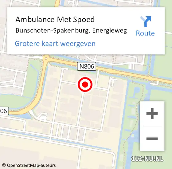 Locatie op kaart van de 112 melding: Ambulance Met Spoed Naar Bunschoten-Spakenburg, Energieweg op 10 december 2013 08:44