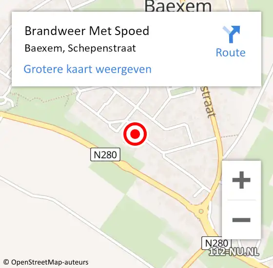 Locatie op kaart van de 112 melding: Brandweer Met Spoed Naar Baexem, Schepenstraat op 27 maart 2016 13:34