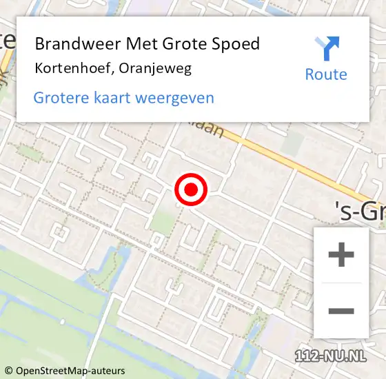 Locatie op kaart van de 112 melding: Brandweer Met Grote Spoed Naar Kortenhoef, Oranjeweg op 10 december 2013 08:45