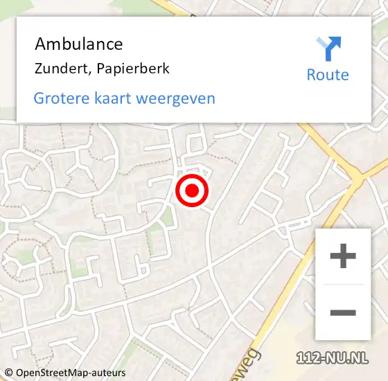 Locatie op kaart van de 112 melding: Ambulance Zundert, Papierberk op 27 maart 2016 14:32